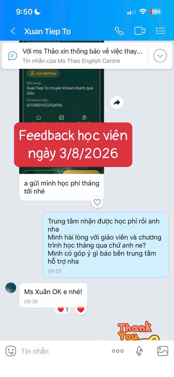 Phản hồi thật của học viên Ms Thao English số 6