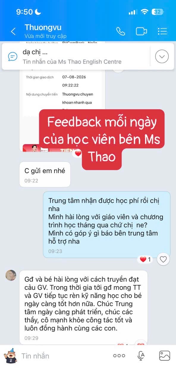 Phản hồi thật của học viên Ms Thao English số 9