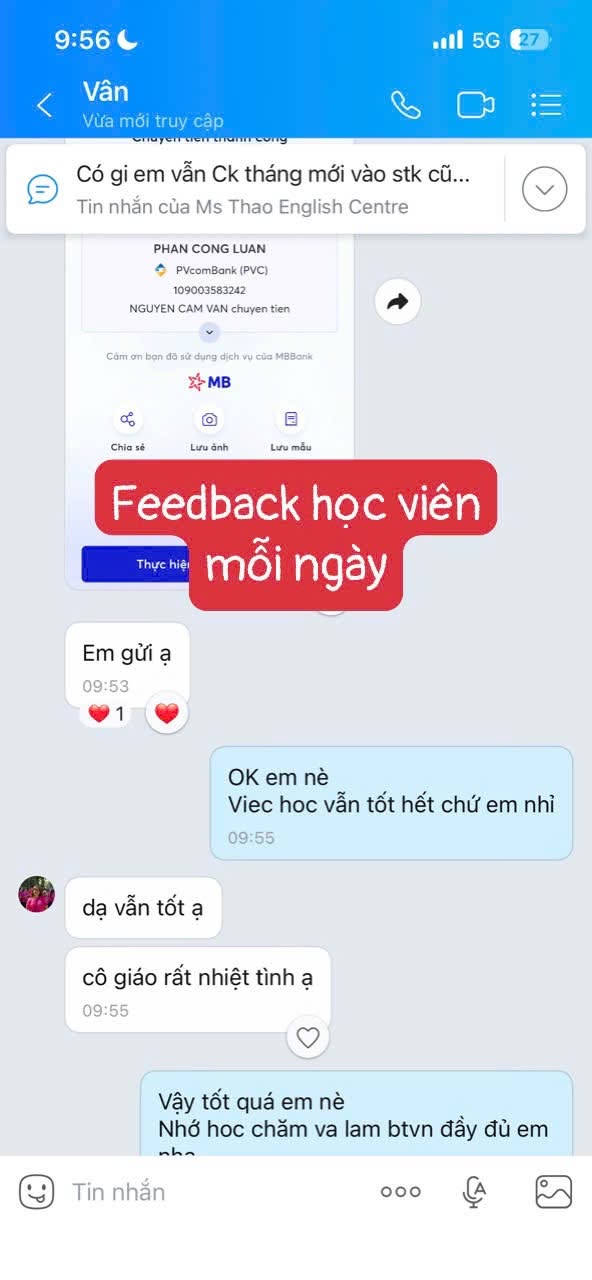 Phản hồi thật của học viên Ms Thao English số 5